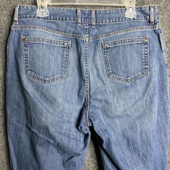 LL Bean Favorite Fit Jeans Women Size 14 Straight Leg High Rise Med Wash Stretch - Picture 5 of 7